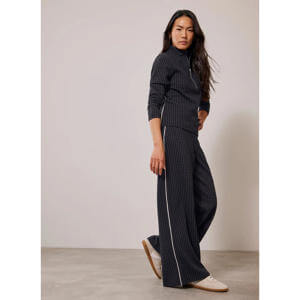 Mint Velvet Navy Pinstripe Wide Trousers